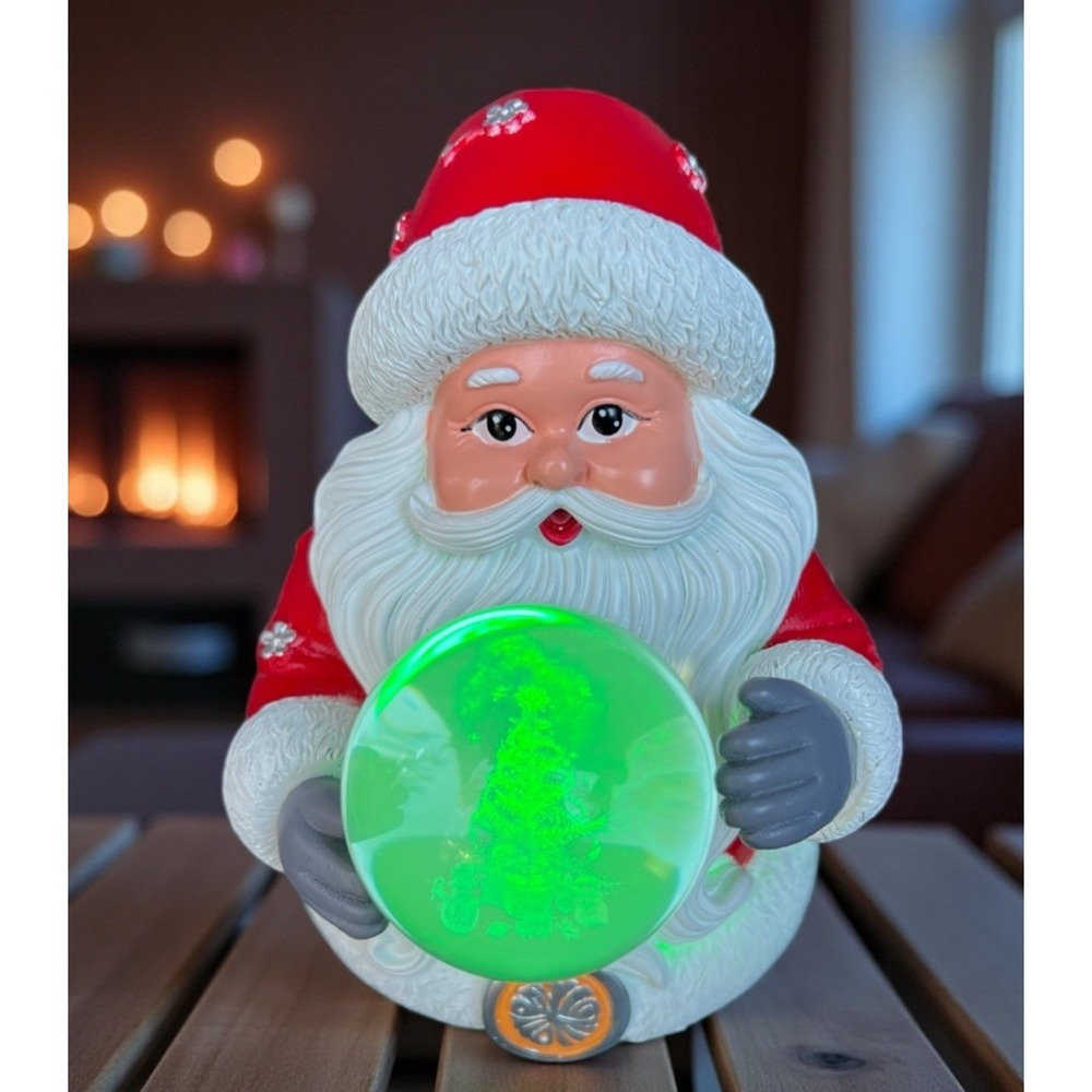 LED Santa Claus Crystal Ball x3 Light 7-Color Changing USB Christmas Decor NEW